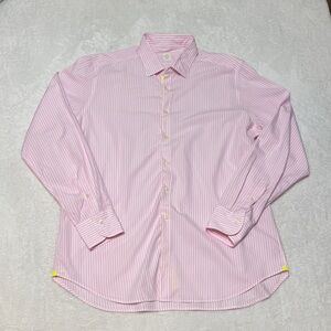 MGF Pink and White Stripe Button Down Men's Dress Shirt Spring Easter Pastel 44